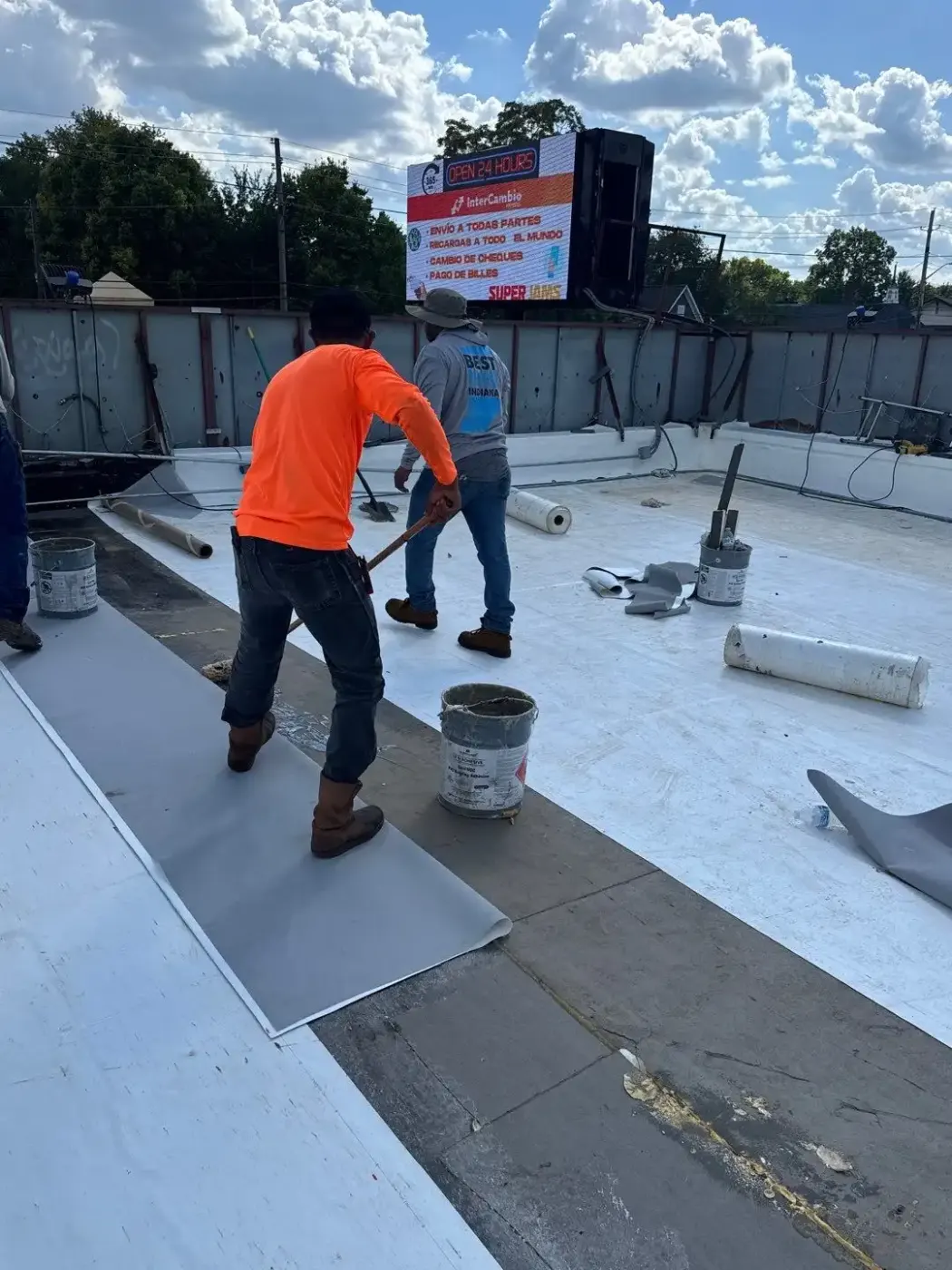 Commercial roof inspection documented in Portage